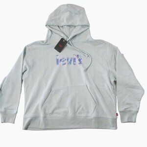 Levi's Women's Long Sleeve Sparkling Water Logo Graphic Hoodie Sweatshirt - Blue